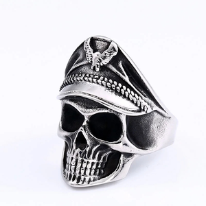 El yapımı 316L paslanmaz çelik zafer kafatası erkek yüzük Punk tarzı kaya takı hediye için yüksek kalite ve gümüş malzeme ile - Product Image 5