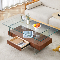 Table basse moderne en verre trempé avec tiroir, durable et facile à nettoyer, meubles pour salons, hôtels et appartements