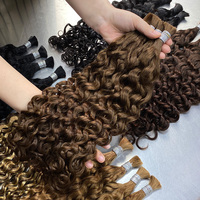 Mèches de cheveux humains Remy bouclés italiens 100g, multicolores assortis, cheveux vierges, double trame machine, sans nœuds, pour femmes, 16-26 pouces, RXhair