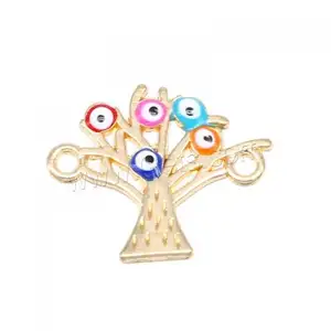 Unisex Tree Enamel Zinc Alloy jewelry Connector plated & eye pattern & 1/1 loop 18x22mm Approx 100PCs/Bag 1623476