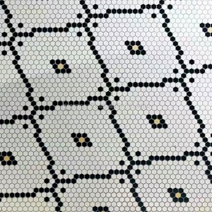 Hình Lục Giác Màu Đen Và Trắng Gạch Lát Sàn Gạch Sứ Trang Trí Mô Hình Khảm - Product Image 2