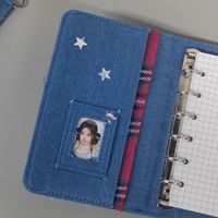 Agenda de Tela Azul Marino A7, Diseño Exclusivo, con Porta Tarjetas y Hojas Sueltas, Tamaño de Bolsillo