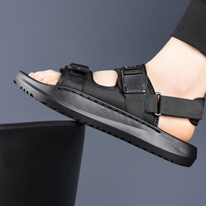 Sandalias Planas con Punta Abierta, Parte Superior Textil, Suela de EVA Antideslizante, Sandalias Casuales de Verano con Cierre de Velcro para Hombre - Product Image 4