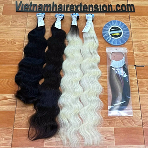 Luxury Double Drawn Tape in Human Hair <b>Extensions</b> Vietnamese Virgin Hair Natural Black Multi Textures <b>Cheap</b> Price - Product Image 3