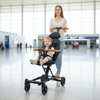 Poussette de voyage légère et pliable 4-en-1 en tissu et PU avec châssis en alliage d'aluminium à 4 roues pour bébés de 6 à 36 mois