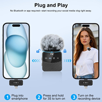 Micrófono Lavalier Inalámbrico Mini, Micrófono de Solapa Inalámbrico para iPhone/Android/Tabletas, Mini Micrófono Magnético con Estuche de Carga