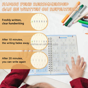 Libros de práctica de aprendizaje de escritura ranurada <span class=keywords><strong>Magi</strong></span> de tapa dura personalizables para niños con bolígrafo mágico reutilizable - Product Image 3