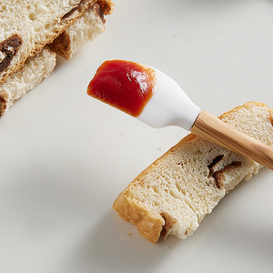 Nhà Tự Nhiên Không Dính Nấu Ăn Nướng Spoonula Jar <span class=keywords><strong>Scraper</strong></span> Silicone Thìa Với Ô Liu Gỗ Xử Lý - Product Image 5