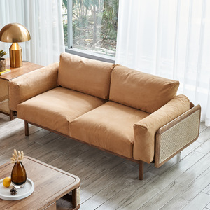 PurelyFeel nouveau canapé en bois massif médiéval chinois Europe du Nord canapé en rotin en bois de frêne salon combinaison canapé en tissu - Product Image 4
