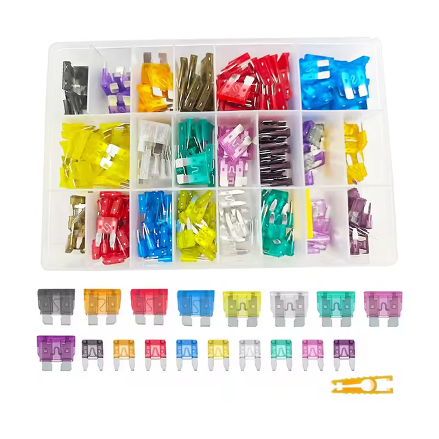 300PCS Boxed Car Fuse Blade Fuses Small and Medium Aluminum Blade Insert Type Fuse Set