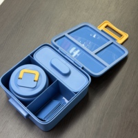 Tragbare 4-Fach Edelstahl Bento-Box Auslaufsicherer Geteilter Lunchbehälter mit Transparentem Deckel Mikrowellengeeignet