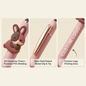 Accesorios para Bolígrafos con Personajes <span class=keywords><strong>de</strong></span> Dibujos Animados en 3D + Bolígrafos, Logotipo Personalizado, Bolígrafos Decorativos con Pantalla Táctil Metálica, Regalo OEM al por Mayor - Product Image 2