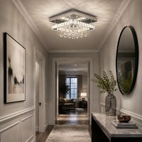 Nouvelle lampe de plafond LED de luxe pour salon et chambre à coucher, forme carrée moderne et simple avec télécommande, lumières en cristal