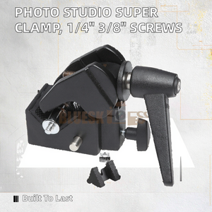 Super Clamp para Estudio Fotográfico, Tornillo de 1/4" y 3/8", Espiga de 5/8", Aluminio Fundido Sólido, Rango de Sujeción de 0.5-2.1", Iluminación para Fotografía y Video - Product Image 3