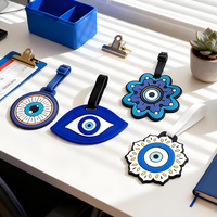 Étiquettes de bagage personnalisées en PVC motif Evil Eye, protection Nazar, étiquettes de voyage en caoutchouc souple pour valise, cadeau de marque, parfaites pour la vente en ligne.