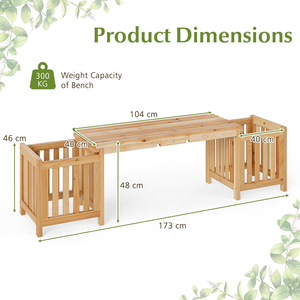 <span class=keywords><strong>Banc</strong></span> <span class=keywords><strong>de</strong></span> <span class=keywords><strong>jardin</strong></span> surélevé en bois moderne 2-en-1 écologique avec 2 jardinières latérales, siège extérieur et pot <span class=keywords><strong>de</strong></span> fleurs double usage pour <span class=keywords><strong>jardin</strong></span> domestique - Product Image 6