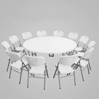 Tables pliantes modernes en plastique HDPE Chaises Mobilier d'extérieur portable à cadre en acier pour l'école, la ferme et la restauration