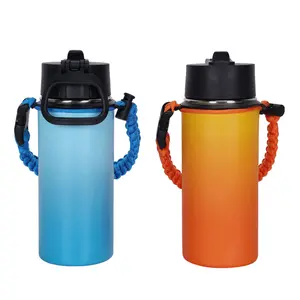 Neue Sportflasche für den Außenbereich heiß kalt vakuum eingeschaltet großer Mund Verläufer Pulverbeschichtete Edelstahl-Wasserflasche