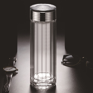 Double-Walled Glass Cup 16-Sided With Lid Heat Insulating For Tea And Water - Product Image 3