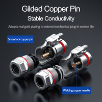 Connecteur Circulaire Industriel Étanche IP68 à Verrouillage par Poussée, Boîtier Entièrement Métallique, 2+2 Broches, 2+4 Broches, 3, 4, 8, 10 Broches, Plaqué Or Cuivre