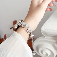Perlen armband für i Uhr 8 SE Mode Roségold Kette schneller Ersatz 38mm 40mm 41mm Metall armband