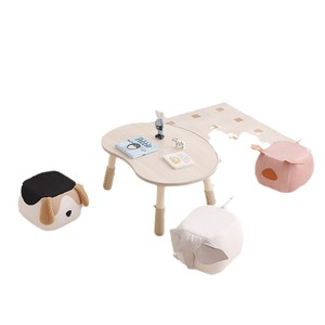 Tabouret en peluche sur le thème des animaux pour enfants et adultes, siège rembourré doux avec motif chien et cochon, petit banc pour salon ou chambre - Product Image 5