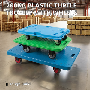 รถเข็นเด็กพลาสติกแบบพกพาน้ำหนัก200กก. แพลตฟอร์มล้อสี่ล้อสำหรับรถลากอุตสาหกรรมปรับแต่งได้ - Product Image 2
