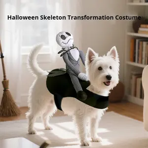 Kostum hewan peliharaan Halloween pakaian berkuda musim dingin untuk anjing dan kucing desain poliester padat untuk tipuan atau suguhan - Product Image 3