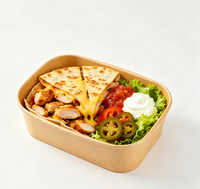 Boîte alimentaire jetable carrée en papier kraft imperméable pour plats à emporter, collations, événements sportifs, rassemblements informels, usine
