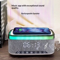 A911 Neu für 5.0 Kabelloses Ladegerät Digitaler Wecker 3-in-1 Lautsprecher mit RGB-Ambientelicht & FM-Radio (Touch-Steuerung)