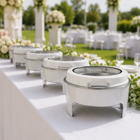 Matériel de restauration et hôtellerie : Ensemble de réchauds de buffet ronds en acier inoxydable blanc pour traiteur