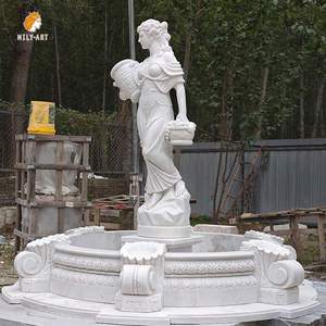 Estatua de Dama de Mármol Blanco Sosteniendo un Florero con Agua para Decoración de Jardín Exterior MLJWMF-03131 - Product Image 4