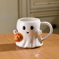 Mug en céramique fantaisie pour Halloween : Citrouille, Fantôme, Elfe mignon, Tasse à eau amusante, Cadeau créatif pour la décoration de fête à la maison