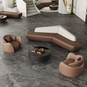 โซฟาหนังทันสมัยสำหรับพื้นที่นั่งเล่นในสำนักงานและพื้นที่เชิงพาณิชย์ ดีไซน์ทนทาน รุ่น SF795 - Product Image 2