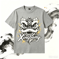 T-shirt en polyester personnalisé OEM avec imprimé Lion de Chine Xingbang, vente en gros, streetwear décontracté unisexe pour le quotidien, directement de l'usine