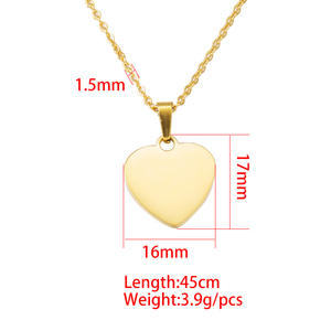 สร้อยคอประดับจี้รูปหัวใจสำหรับผู้หญิงแผ่นป้ายสแตนเลสชุบทองสั่งทำได้ตามต้องการ - Product Image 2