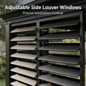 Pérgola de Aluminio para Todo Clima con Persianas de Privacidad, Ventanas Motorizadas Eléctricas, Pantalla Cortavientos para Balcón, <span class=keywords><strong>Terraza</strong></span> y Patio Trasero - Product Image 2