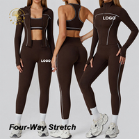 Ensemble de yoga extensible quatre directions pour femme, tissu léger, legging taille haute, tenue de sport