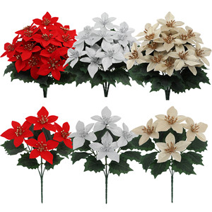 Vente en Gros Simulation 5 Fourchettes Fausses Fleurs de Noël Chèvrefeuille Artificiel Décoration d'Intérieur de Vacances Fleurs de Simulation - Product Image 6