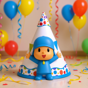 Gorros de Fiesta Pocoyo, 6 Piezas, 2 por Bolsa, Diseño de Puntos Coloridos, Decoraciones para Fiestas Infantiles, Plástico Desechable - Product Image 3