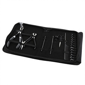 Human High Quality Steel Hair Extension Tool Kit Case Special Keratin Bond <b>Cutter</b> 2 Pliers Hook Loop Thread Shears Comb for - Product Image 1