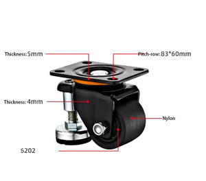 Super Heavy 3in Gimbal Wheel Caster mit geringer Schwerkraft Nylon-Brems platten rollen Kugellager Richtungs schaft montage - Product Image 4