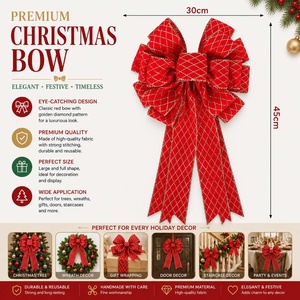 <span class=keywords><strong>Fiocco</strong></span> Natalizio MSD Premium Personalizzato Extra Large in <span class=keywords><strong>Velluto</strong></span> Rosso per Albero, Ghirlanda, Porta, Regalo, Decorazione Festiva - Product Image 5