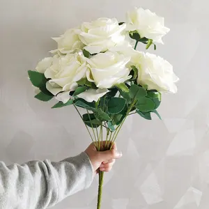 Rose artificiali fiori disposizione di 10 teste Bouquet di seta per feste in ufficio a casa decorazione nuziale e di nozze