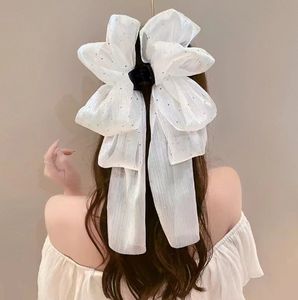 Pince à bulles élégante, blanche et noble en <span class=keywords><strong>gaze</strong></span> nuage haut de gamme, coiffe de princesse avec nœud papillon, pince à requin - Product Image 1