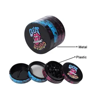 Fábrica Atacado Personalizado 50mm 4 Camada Peças Metal Herb Grinder Com Caixa De Exibição