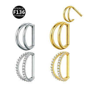 Gaby F136 Titanium <b>Gold</b> <b>Nose</b> Ring D Shape Half Ring 16G Zircon Claw Setting Unisex Wedding Ear Tragus Cartialge Piercing Jewelry - Product Image 4