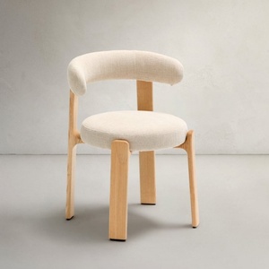 <span class=keywords><strong>Sillas</strong></span> de Comedor Nórdicas al por Mayor para Hoteles y Restaurantes, <span class=keywords><strong>Sillas</strong></span> de Salón de Chenilla Beige con <span class=keywords><strong>Madera</strong></span> Maciza de Fresno en Color Nogal - Product Image 2