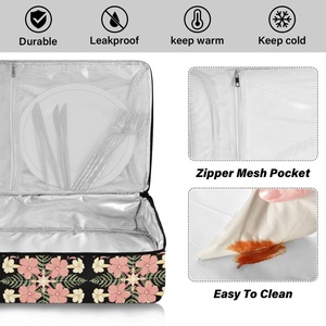 Hawaiian Puakenikeni Quilt Flower Custom Printed Pizza Bag Potluck Holder Insulated Food Warmer Casserole Cooler Bag - Product Image 2