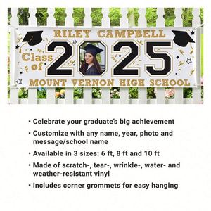 2025 Graduation Party <b>Banner</b> Vinyl <b>Banner</b> Accessories Yard Signs Party Wall Decorations Indoor or Outdoor - Product Image 2